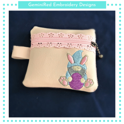 Gnome Bunny Zipper Bag {4x4}
