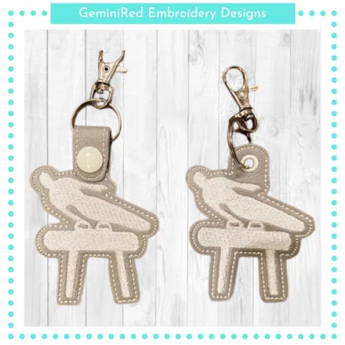 Gymnastic Pommel Horse Key Fob {Eyelet & Snap}