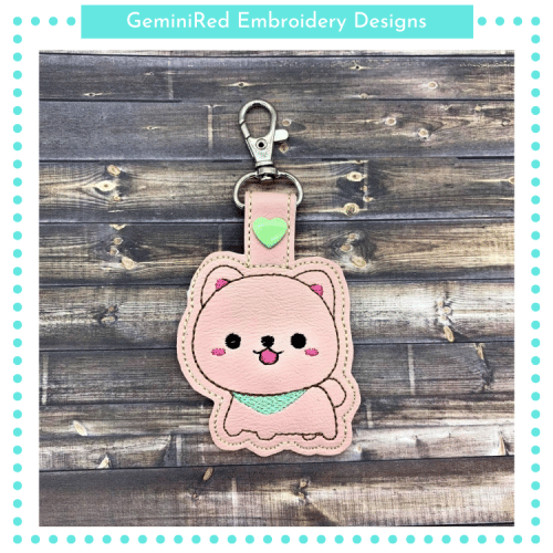 Happy Dog Key Fob {Eyelet & Snap}