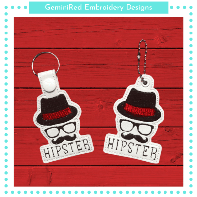 Hipster Mustache Key Fob Set {Two Sizes}