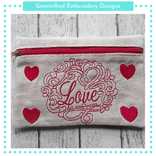 Love Zipper Bag {Three Sizes}