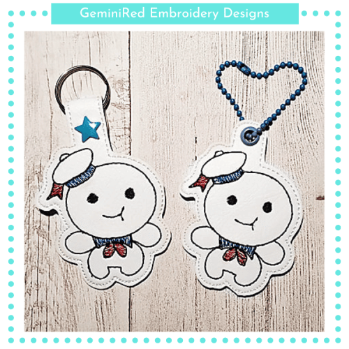 Marshmallow Man Key Fob {Eyelet & Snap}