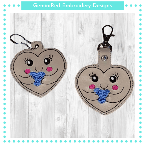 Mom and Child Heart Key Fob {Eyelet & Snap}