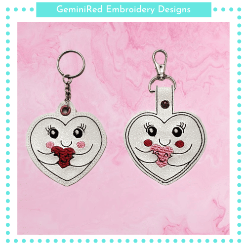 Mom and Child Heart Key Fob {Eyelet & Snap}