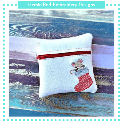 Mouse in Stocking Zipper Bag {4x4}