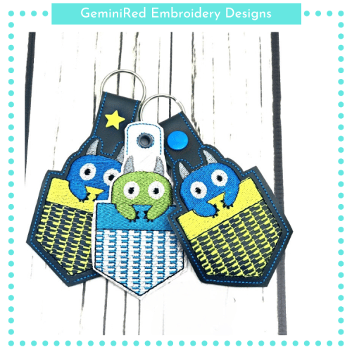 Pocket Monster Key Fob {Eyelet & Snap}