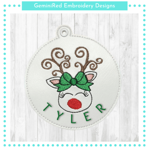 Reindeer Girl Ornament {4x4}