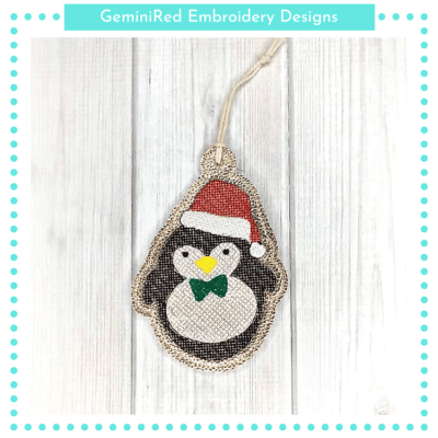 Santa Penguin Ornament {4x4}