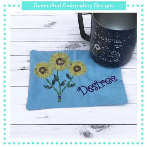 Sunflower Cross Stitch Mug Rug {5x7}