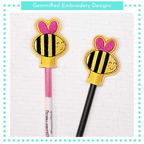 Valentine Bee Pencil Topper {4x4}