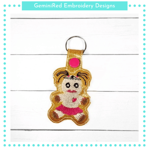 Voodoo Girl Doll Key Fob {Eyelet & Snap}