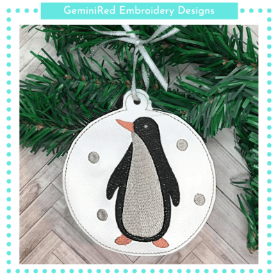 Winter Penguin Ornament {4x4}