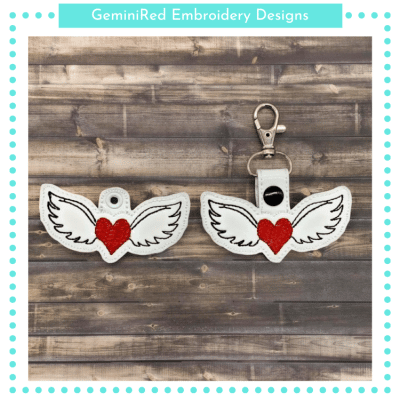 Heart with Wings Key Fob {Eyelet & Snap}