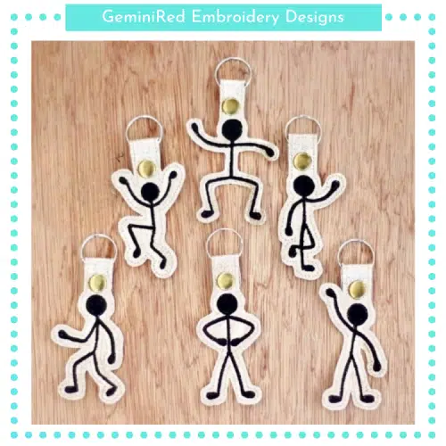 Stick Figure Dance Moves Key Fob Set {Eyelet & Snap}