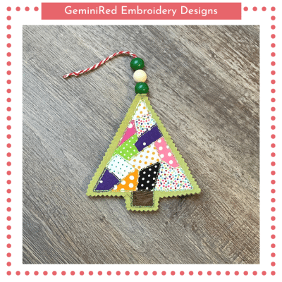Scrappy Christmas Tree Appliqué Ornament {Two Sizes}