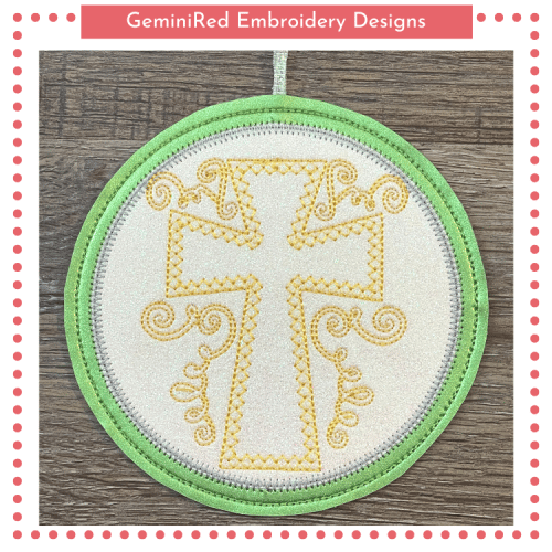 Swirly Cross Appliqué Ornament {5x5}